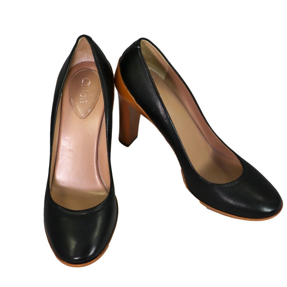 Chloé Black Two-Tone Leather Pumps